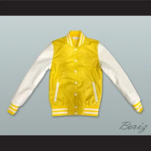 Yellow and White Lab Leather Varsity Letterman Jacket 1