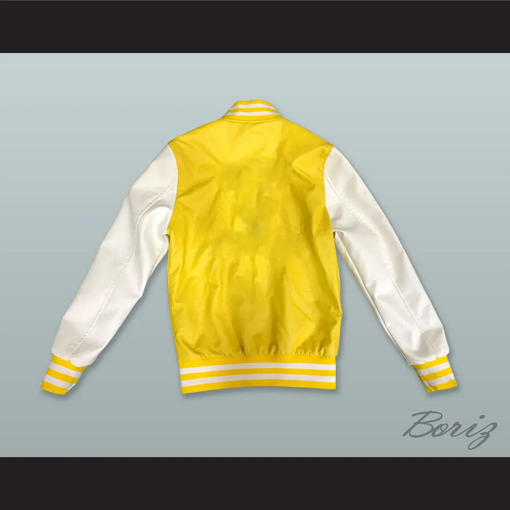 Yellow and White Lab Leather Varsity Letterman Jacket 1