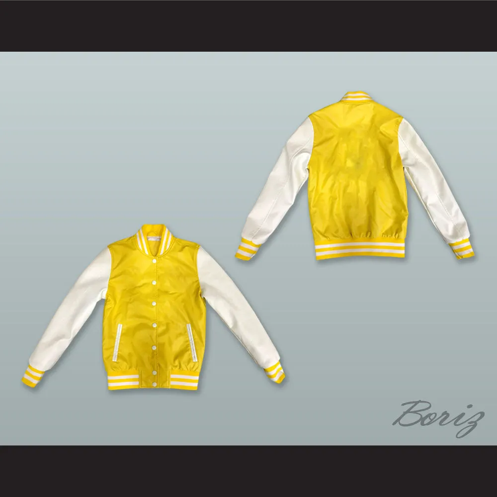 Yellow and White Lab Leather Varsity Letterman Jacket 1
